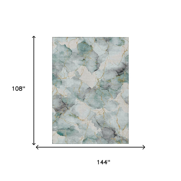 9x12 Abstract Washable Polyester Area Rug for Indoor Outdoor Coastal Living Rooms