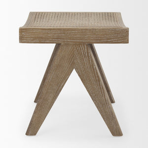 22 Inch Solid Wood Accent Bench Compact Entryway Seating with Natural Finish