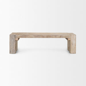 HomeRoots 64 Inch Distressed Solid Wood Farmhouse Dining Bench with Rustic Brown Finish 732383