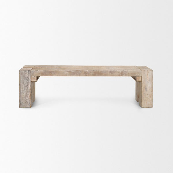 HomeRoots 64 Inch Distressed Solid Wood Farmhouse Dining Bench with Rustic Brown Finish 732383