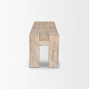 64 Inch Distressed Solid Wood Farmhouse Dining Bench with Rustic Brown Finish