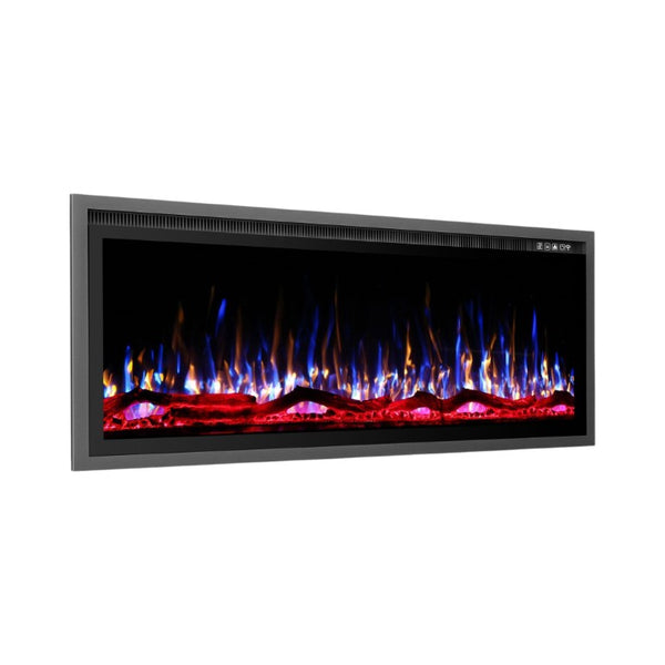42 Inch Electric Fireplace Insert with Led Flame Effect and Sleek Metal Surround Design