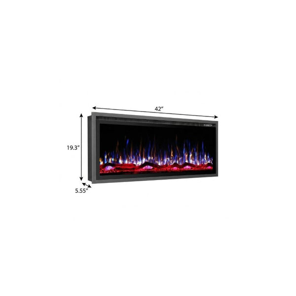 42 Inch Electric Fireplace Insert with Led Flame Effect and Sleek Metal Surround Design