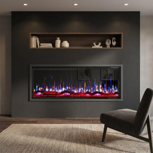 50 Inch Electric Fireplace Insert with Led Flames Metal Frame Modern Living Room Heater