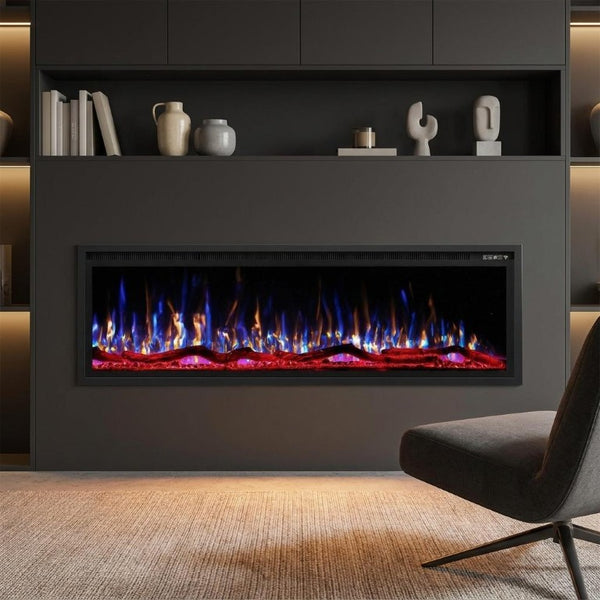 60 Inch Metal Electric Fireplace Insert with Led Ambiance for Modern Living Spaces