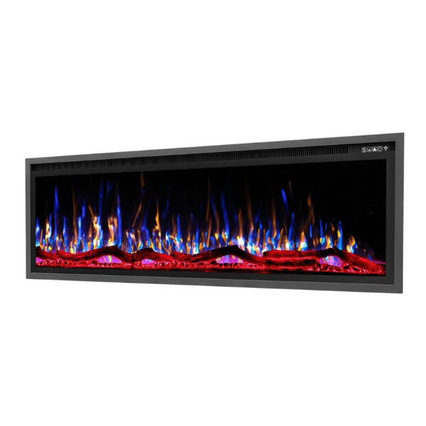 HomeRoots 60 Inch Metal Electric Fireplace Insert with Led Ambiance for Modern Living Spaces 732387
