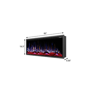 60 Inch Metal Electric Fireplace Insert with Led Ambiance for Modern Living Spaces