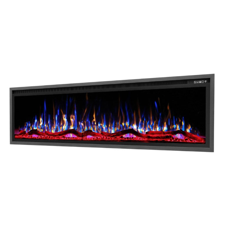HomeRoots 72 Inch Freestanding Electric Fireplace with Led Ambiance for Modern Living Spaces 732388