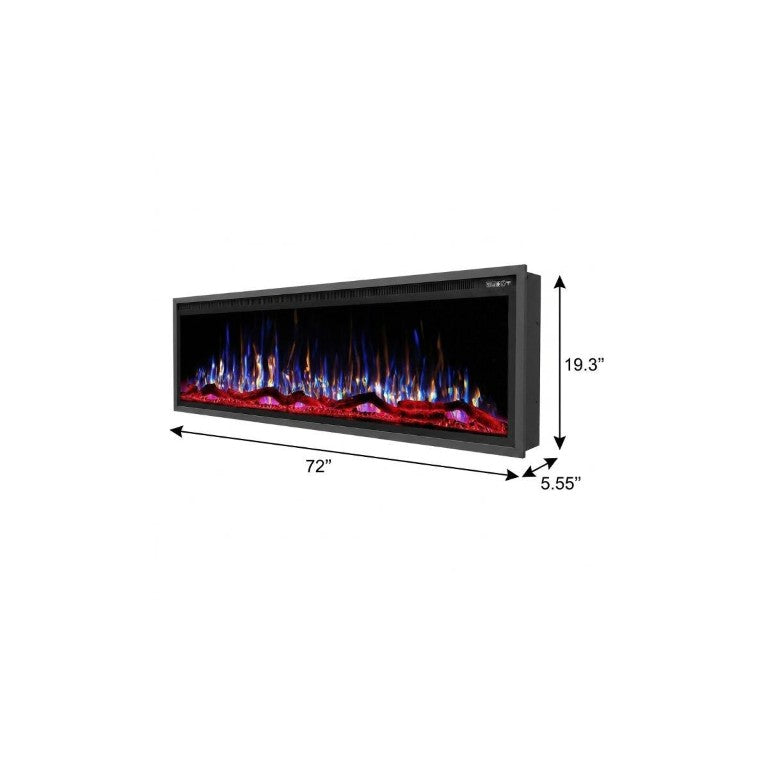 HomeRoots 72 Inch Freestanding Electric Fireplace with Led Ambiance for Modern Living Spaces 732388