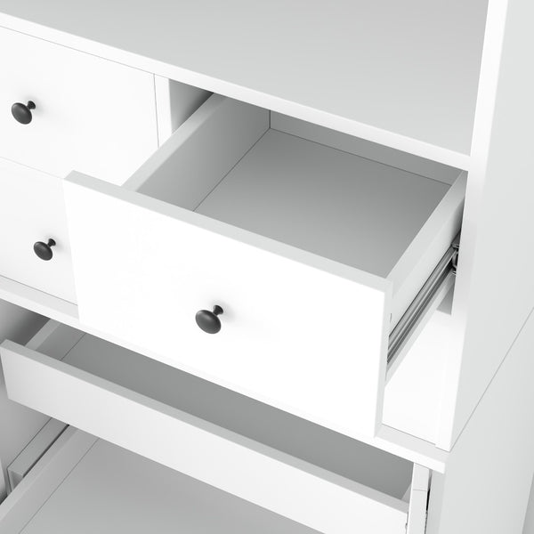 English Elm Topmax Shaker Buffet Hutch with Glass Doors Drawers and Pull-out Trays SP000092AAK