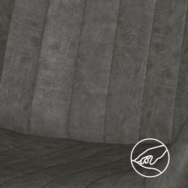 English Elm Dining Chairs Set Of 2 – Stylish Mid-Century Modern Upholstered Faux Leather Side Chairs In Dark Grey T3950P396564