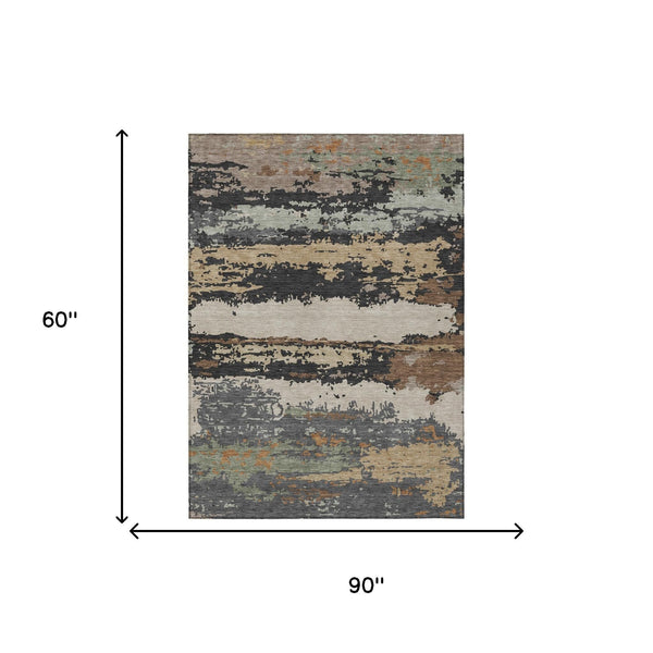 Abstract Washable Polyester Area Rug Stain Resistant for Indoor Outdoor Patios and Living Rooms