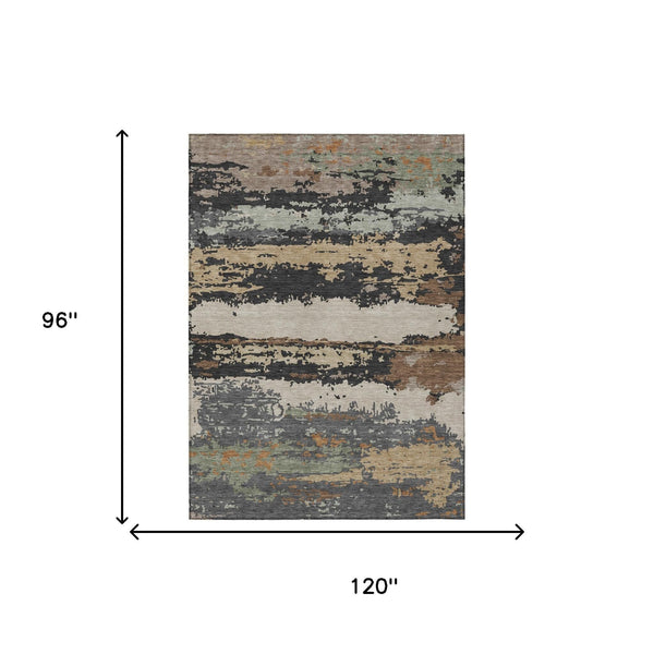 Abstract Washable Polyester Area Rug Stain Resistant for Indoor Outdoor Patios and Living Rooms
