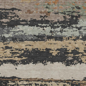 HomeRoots Abstract Washable Polyester Area Rug Stain Resistant for Indoor Outdoor Patios and Living Rooms 10' x 14' 732404