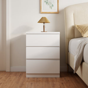 English Elm 19.7-inch Matte Finish Nightstand with Touch Release Drawers for Minimalist Bedrooms White W3151P407888
