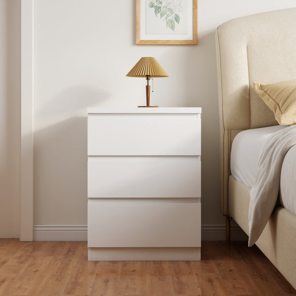 English Elm 19.7-inch Matte Finish Nightstand with Touch Release Drawers for Minimalist Bedrooms White W3151P407888
