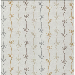 Ivory Gray Geometric Southwestern Washable Polyester Indoor Outdoor Area Rug for Any Room