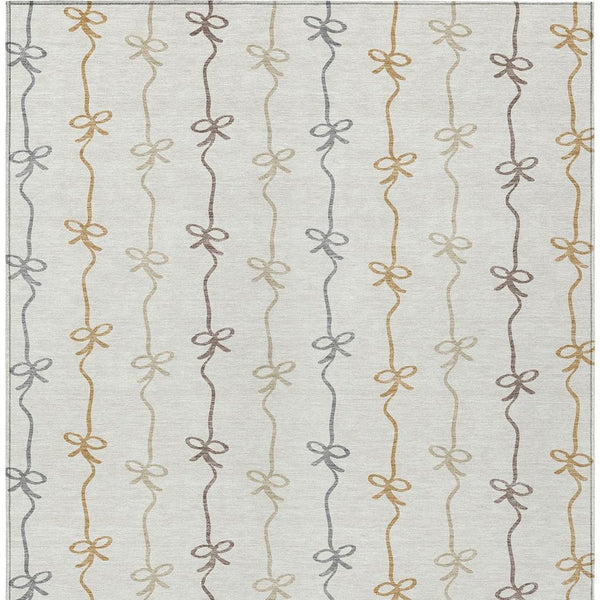Ivory Gray Geometric Southwestern Washable Polyester Indoor Outdoor Area Rug for Any Room
