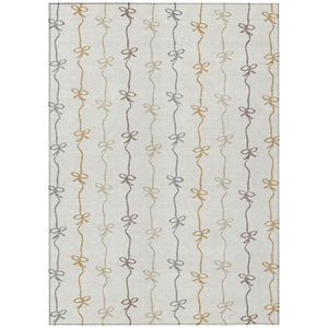 Ivory Gray Geometric Southwestern Washable Polyester Indoor Outdoor Area Rug for Any Room