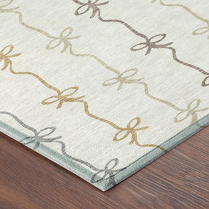 Ivory Gray Geometric Southwestern Washable Polyester Indoor Outdoor Area Rug for Any Room