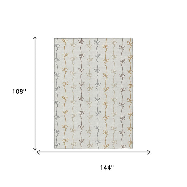 Ivory Gray Geometric Southwestern Washable Polyester Indoor Outdoor Area Rug for Any Room