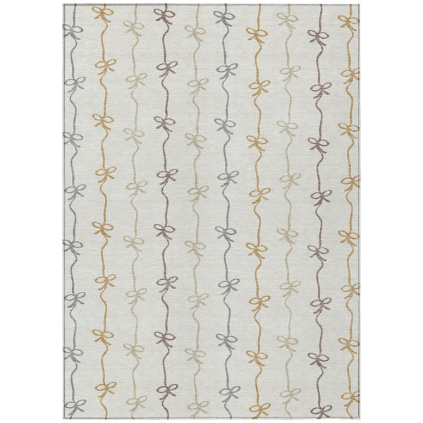 Ivory Gray Geometric Southwestern Washable Polyester Indoor Outdoor Area Rug for Any Room