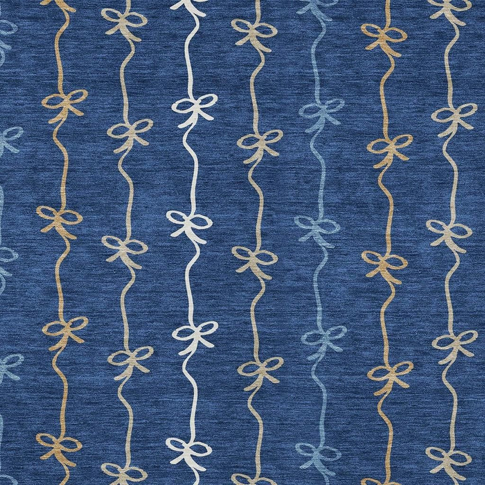 HomeRoots 9x12 Southwestern Polyester Area Rug Washable Indoor Outdoor Navy Geometric 732451