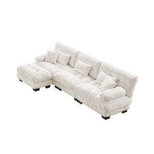 English Elm Luxury Modular Sectional Sofa: Oversized Chenille L-Shaped Cloud Couch With Convertible Ottoman W714S01002