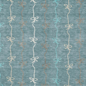 Southwestern Geometric Polyester Area Rug Washable Indoor Outdoor Teal Aqua Patio Living Room