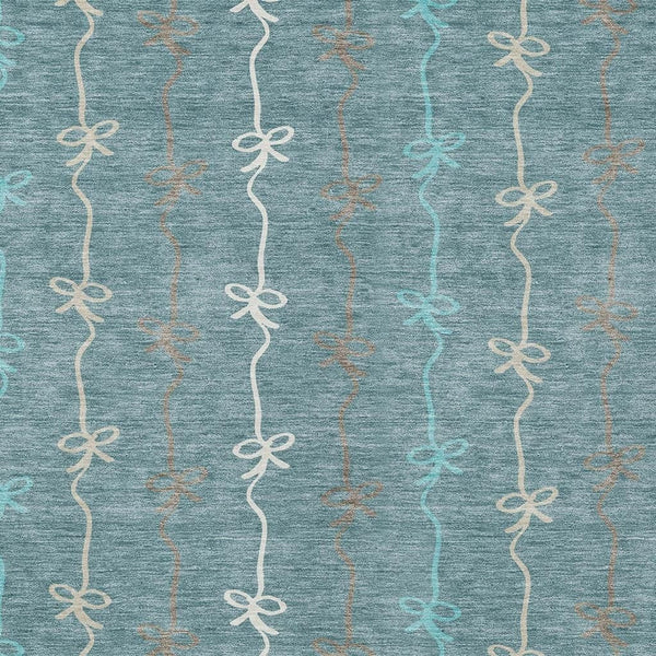 Southwestern Geometric Polyester Area Rug Washable Indoor Outdoor Teal Aqua Patio Living Room