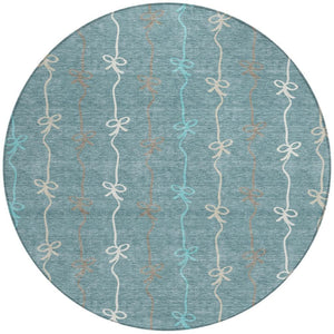 8 Foot Round Southwestern Geometric Polyester Rug Washable for Patio or Entryway