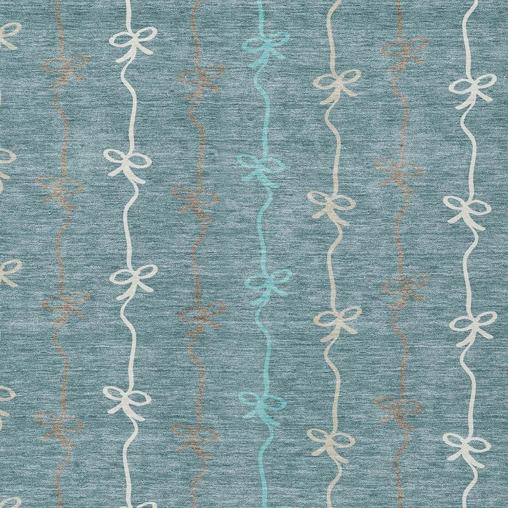 HomeRoots Southwestern Geometric Polyester Area Rug Washable Indoor Outdoor Teal Aqua Patio Living Room 8' x 10' 732474