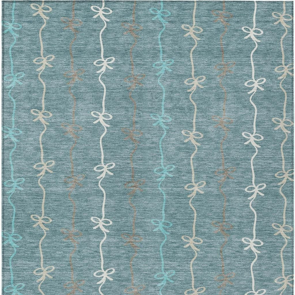 HomeRoots Southwestern Geometric Polyester Area Rug Washable Indoor Outdoor Teal Aqua Patio Living Room 8' x 10' 732474