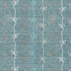 Southwestern Geometric Polyester Area Rug Washable Indoor Outdoor Teal Aqua Patio Living Room