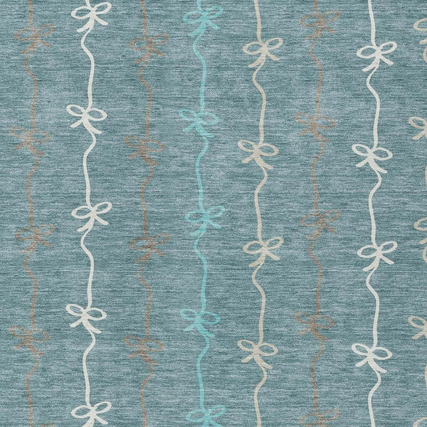 Southwestern Geometric Polyester Area Rug Washable Indoor Outdoor Teal Aqua Patio Living Room