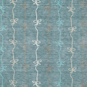 Southwestern Geometric Polyester Area Rug Washable Indoor Outdoor Teal Aqua Patio Living Room