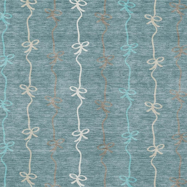 Southwestern Geometric Polyester Area Rug Washable Indoor Outdoor Teal Aqua Patio Living Room