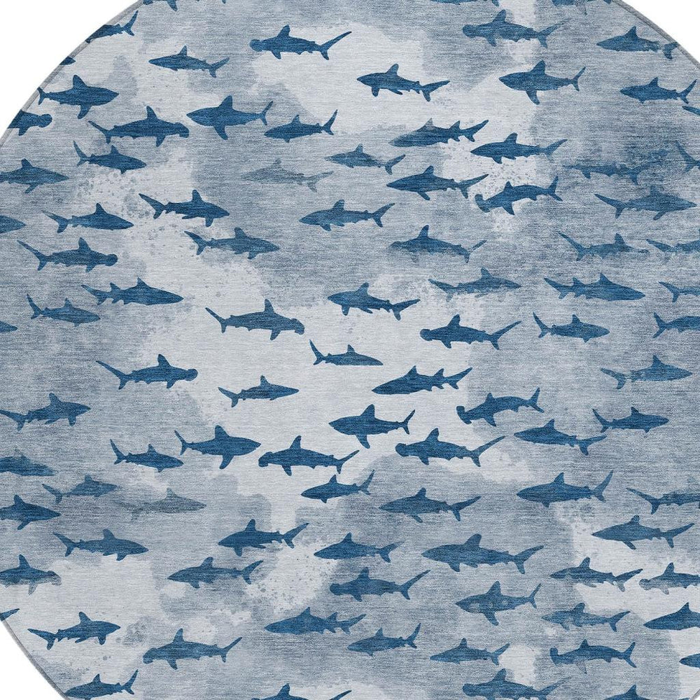 HomeRoots 8' Round Washable Polyester Rug with Horse Motif for Patio Porch or Entryway 732485
