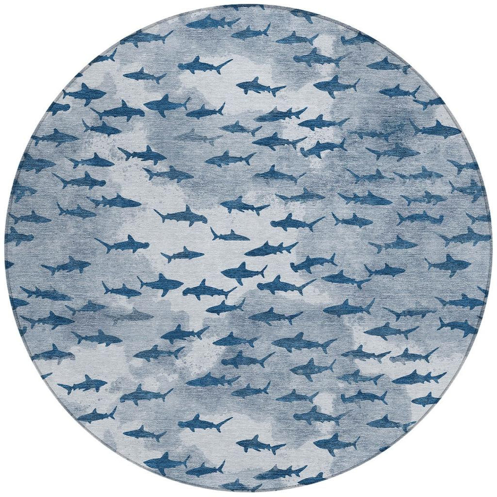 HomeRoots 8' Round Washable Polyester Rug with Horse Motif for Patio Porch or Entryway 732485