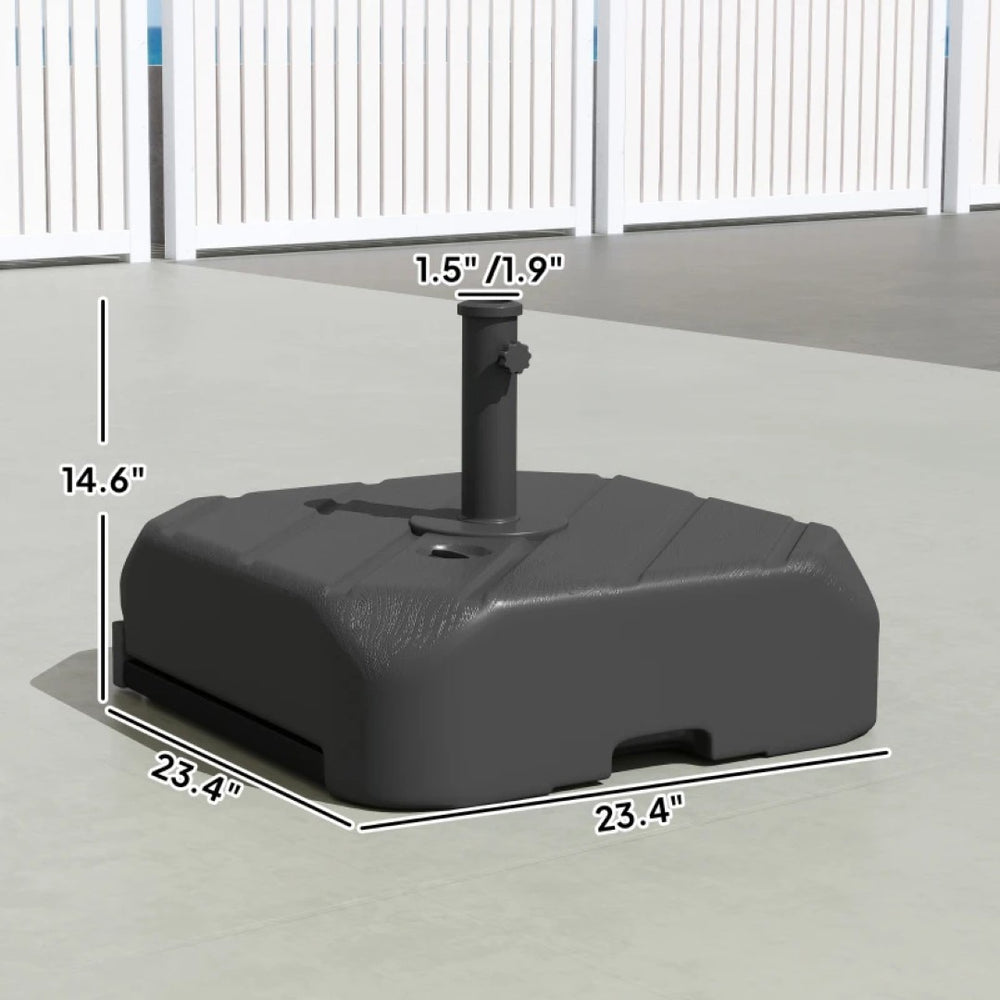 English Elm Garden Patio Umbrella Base Fillable Hdpe Stand with Wheels Wood Grain Finish T3971P476452