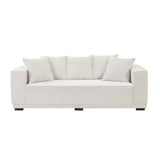 English Elm 88.97'' Mid Century Modern Upholstered Sofa With 5 Matching Toss Pillows, Including Bottom Frame,Comfy Couches For Living Room, Bedroom, Apartment and Office.White