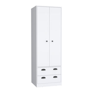 English Elm St Monans Armoire White with Double Door, Hanging Rod & Two Spacious Drawers for Bedrooms B200S00372
