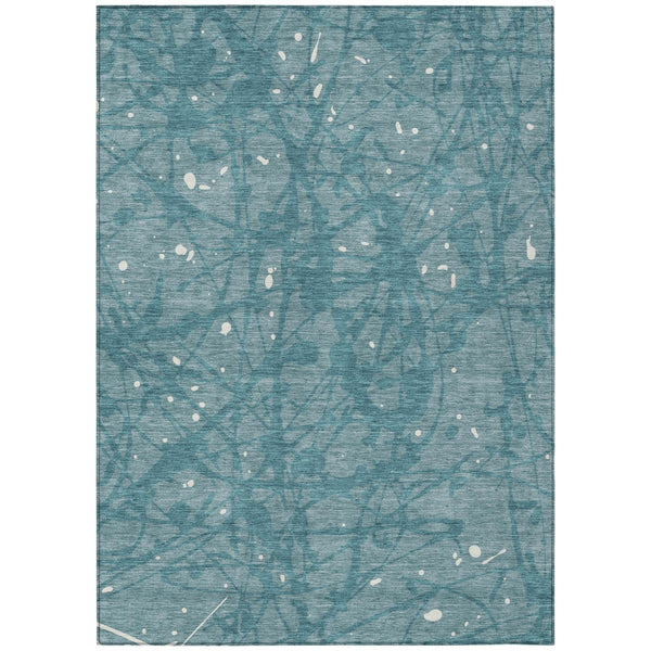 9x12 Abstract Coastal Area Rug Washable Polyester for Patio or Living Room