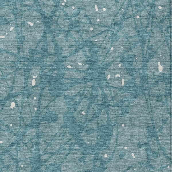 HomeRoots 9x12 Abstract Coastal Area Rug Washable Polyester for Patio or Living Room 732637