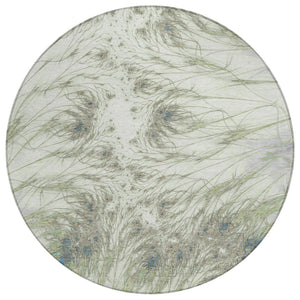 8 Ft Round Oriental Polyester Area Rug Machine Washable Indoor Outdoor Green