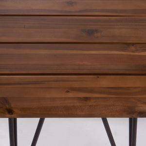 English Elm Zion Outdoor Acacia Wood Iron Side Table Rustic Industrial Patio Accent Piece 61003.00