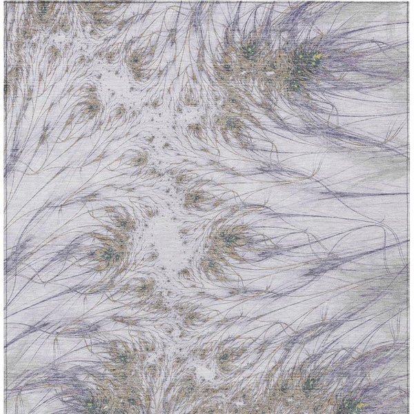 Oriental Washable Polyester Area Rug Lavender Purple Motif for Indoor Outdoor Spaces