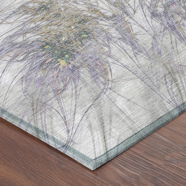 Oriental Washable Polyester Area Rug Lavender Purple Motif for Indoor Outdoor Spaces