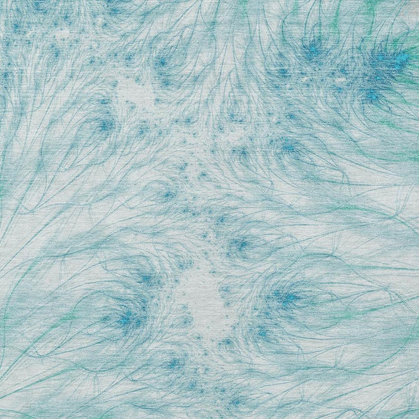 Oriental Washable Polyester Area Rug in Sky Teal for Stylish Indoor Outdoor Spaces