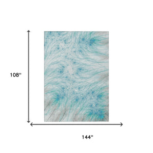 Oriental Washable Polyester Area Rug in Sky Teal for Stylish Indoor Outdoor Spaces